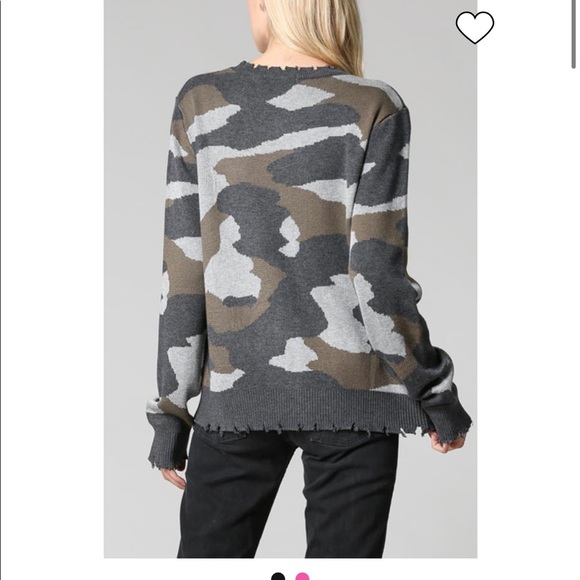 Fate Distressed Camo Crew Neck Sweater - Picture 3 of 9